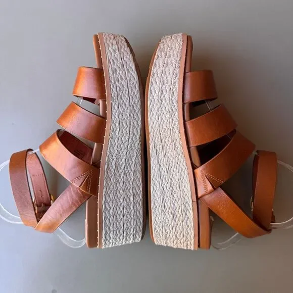 FitFlop Eloise Wedge Sandals Womens Size 8 Tan Platform Espadrille Strappy Shoes - Picture 6 of 16